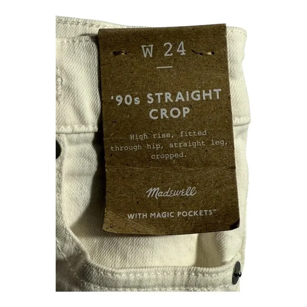 NEW Madewell Women’s Size 0 (24) Tile White The '90s‎ Straight Crop Jean NWT